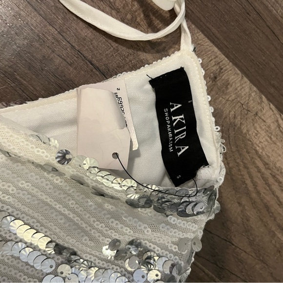 NWT size small sparkly body con dress white with silver sequins never used - Picture 4 of 5